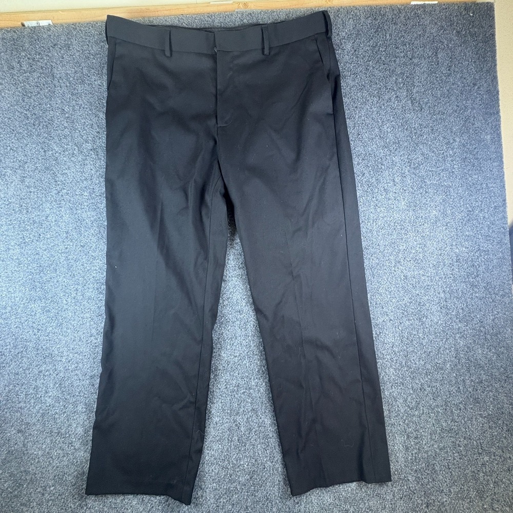 Van Heusen Studio Dress Pant Mens 38x29.5 Black Business Flat Front Straight